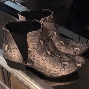 Snake skin ankle boots